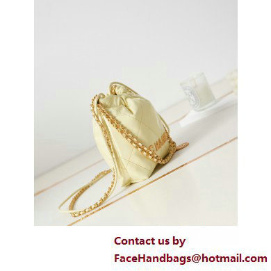 Chanel Shiny Calfskin & Gold-Tone Metal CHANEL 22 Mini Handbag AS3980 Light Yellow